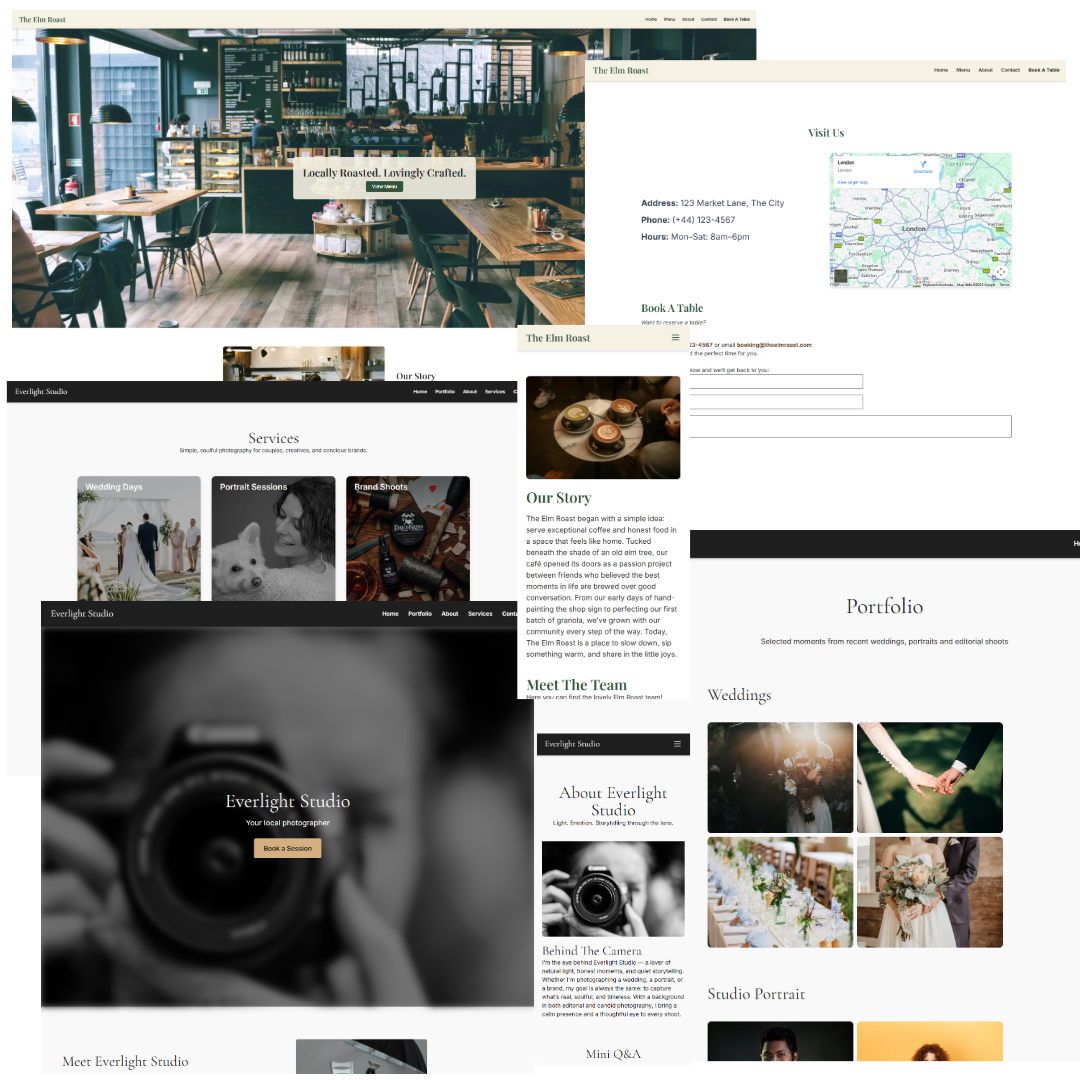 A graphic showing snippets of my recent work